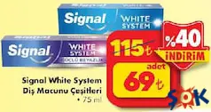 SİGNAL WHİTE SYSTEM DİŞ MACUNU ÇEŞİTLERİ 75 ML fiyat ve kampanya bilgisi
